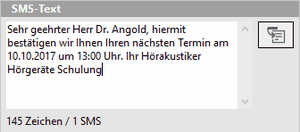 Ergebnis im SMS-Dialog