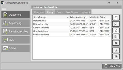 Textbausteinverwaltung
